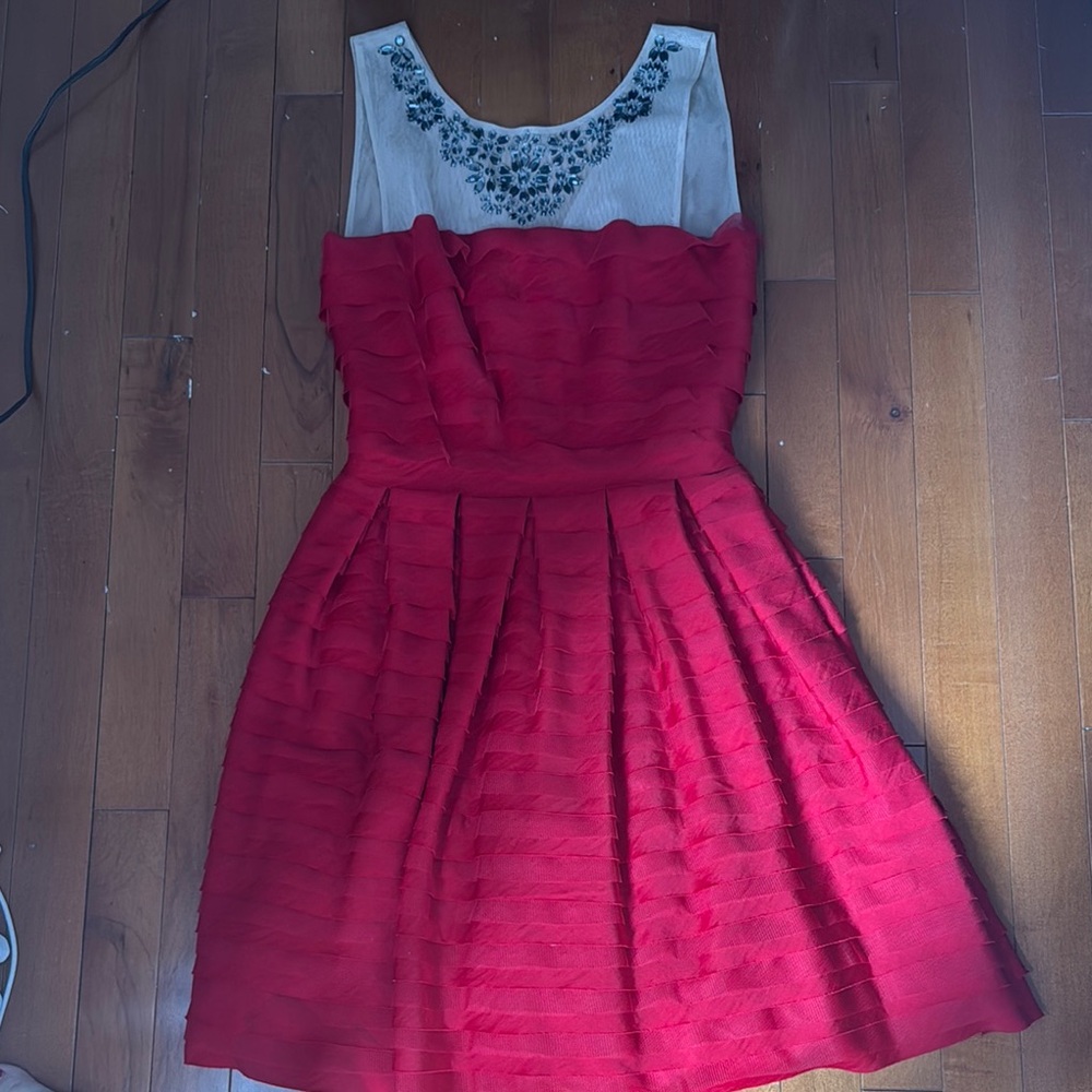 BCBGMaxAzria Red and Cream Dress